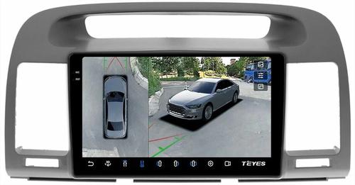 Магнитола для Toyota Camry 30 2001-2006 (рамка графитовая) - Teyes CC3-2K-360 монитор 9.5" 2K QLED на Android 10, Быстрая, CarPlay, 4G SIM-слот, 4 камеры в комплекте
