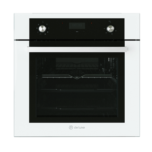 Электрический духовой шкаф DE LUXE 6009.05-066 белое стекло,черная вставка,ручки пуш-ап РАСПРОДАЖА