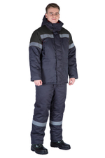 Костюм сварщика зимний "Аякс-1" с п/к 1-го классы защиты, т.серый/черный