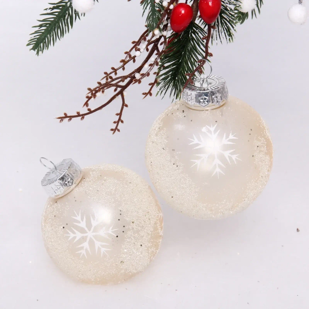 Набор украшений SHINE «Snow Sand» 8 см (2 шт.), light champagne