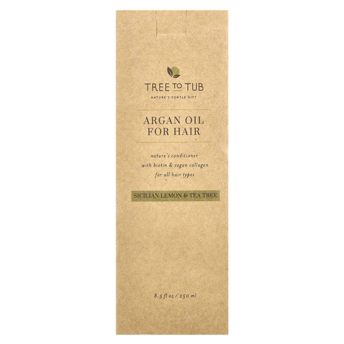 Tree To Tub, Кондиционер для волос с аргановым маслом, для всех типов волос, сицилийский лимон и чайное дерево, 250 мл (8,5 жидк. унц.)