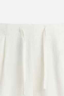 ZARA БРЮКИ СВОБОДНОГО КРОЯ С ТЕКСТУРОЙ, БЕЛЫЙ