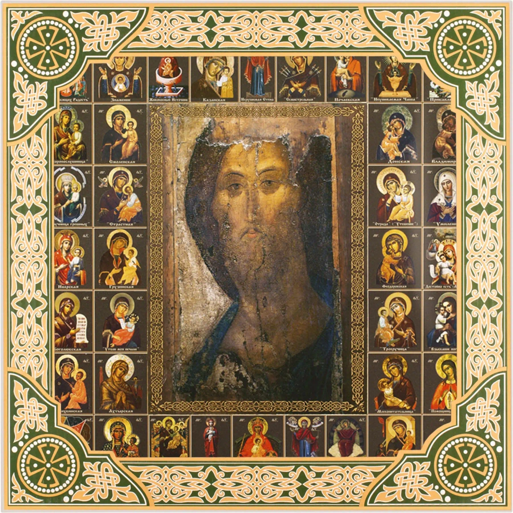 Икона "Спас оплечный" и Собор Богородицы, рама 28х28, в коробке