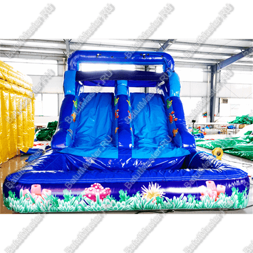 Надувной водный батут с бассейном «Коралловые рифы» 9*4*5 м