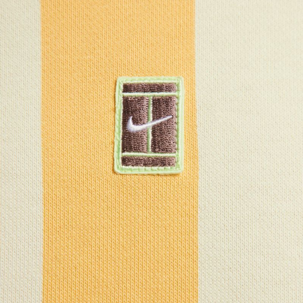 Мужская теннисная кофта Nike Court Heritage Dri-Fit Fleece Tennis Hoodie - topaz gold/coconut milk