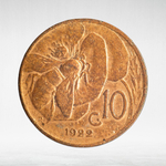 Italy 10 Centesimi 1922 R "Victor Emmanuel III", VF