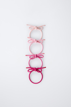 ZARA НАБОР ИЗ 4 РЕЗИНОК ДЛЯ ВОЛОС С БАНТОМ, РОЗОВЫЙ