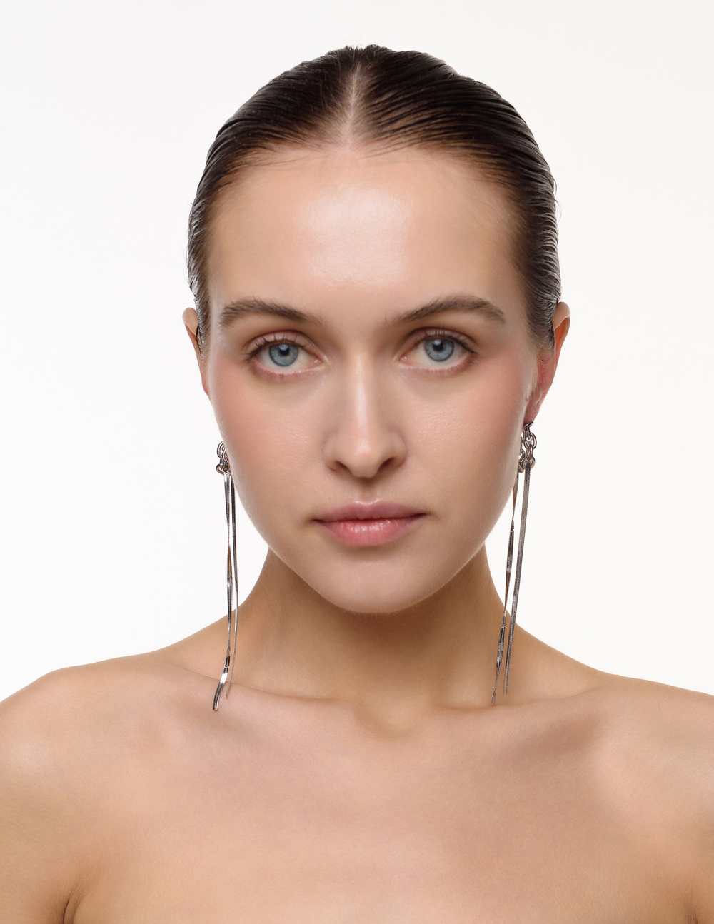 Серьги "Long Double Chain" Silver