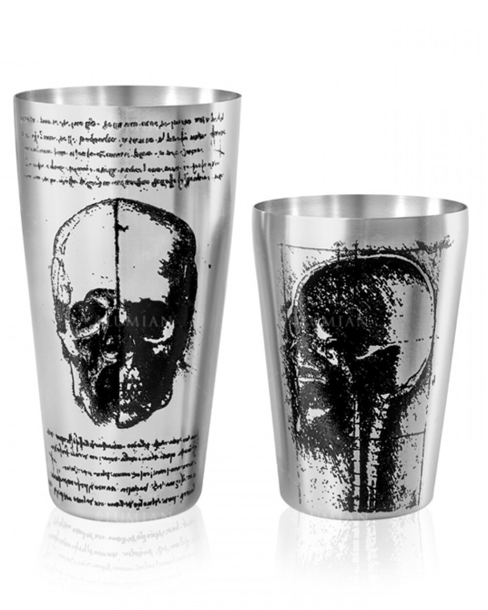 Шейкер Lumian Yokai Boston Leonardo Tin & Half Tin, 18-28 oz, серебро с гравировкой