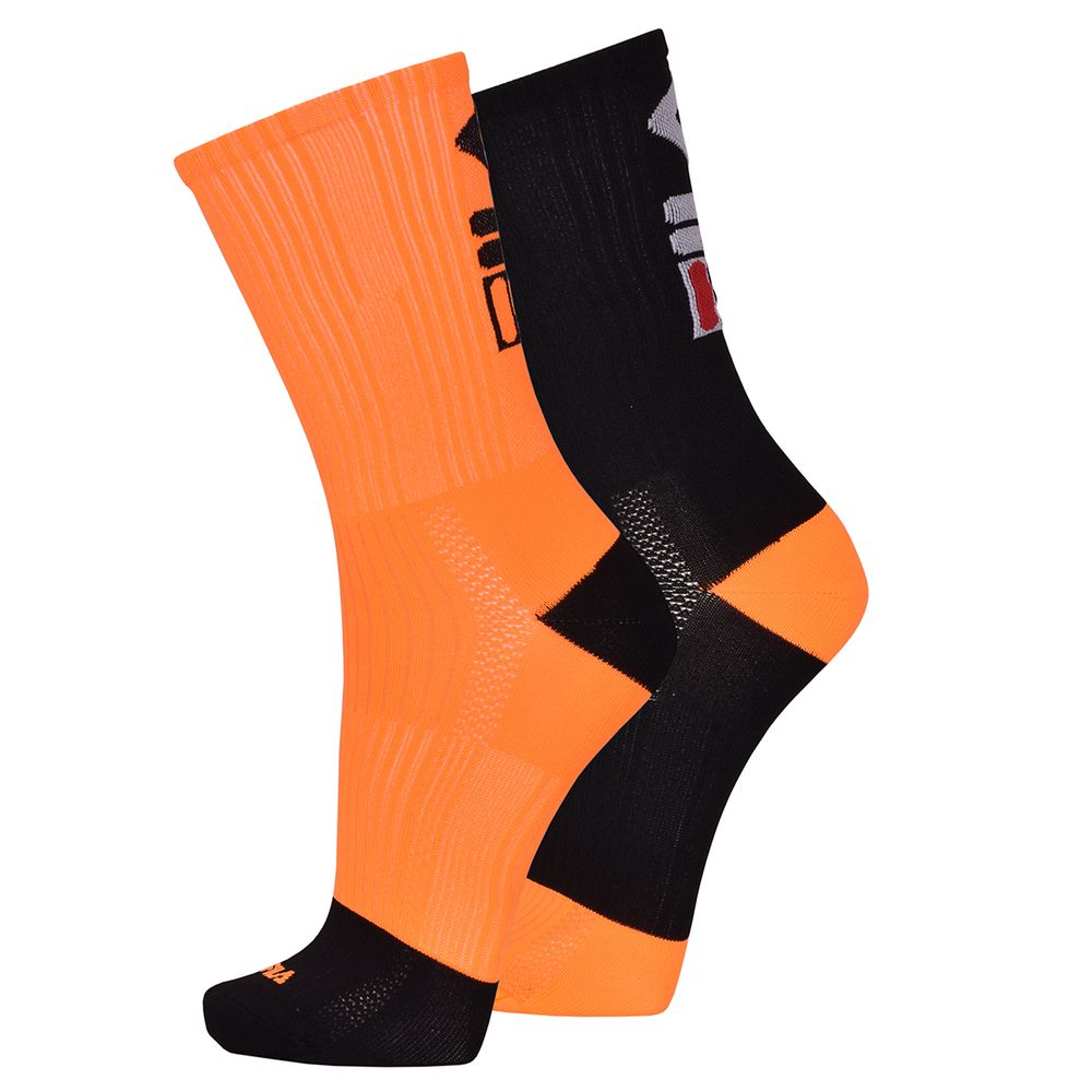 Теннисные носки Fila Running Socks 2P - black/orange fluo