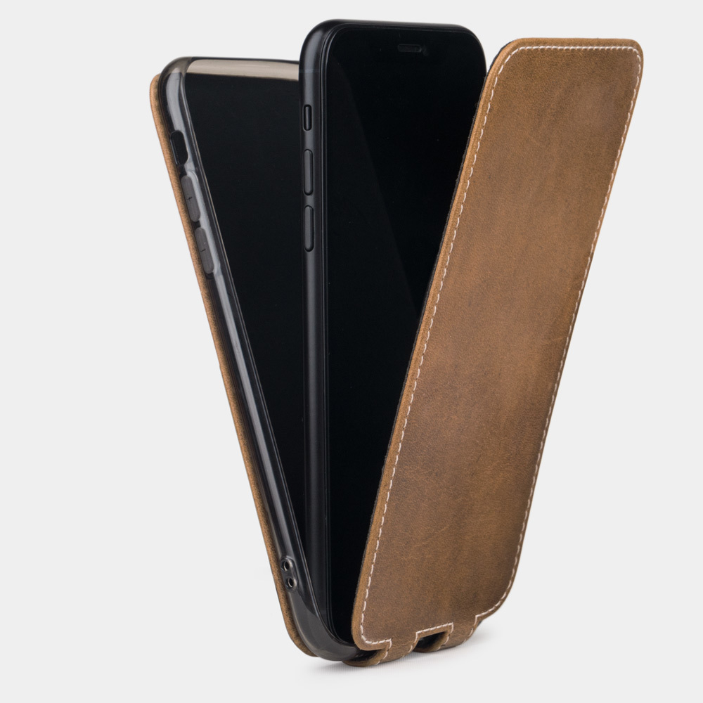 Чехол кожаный для iPhone Xs Max бежевого цвета винтаж