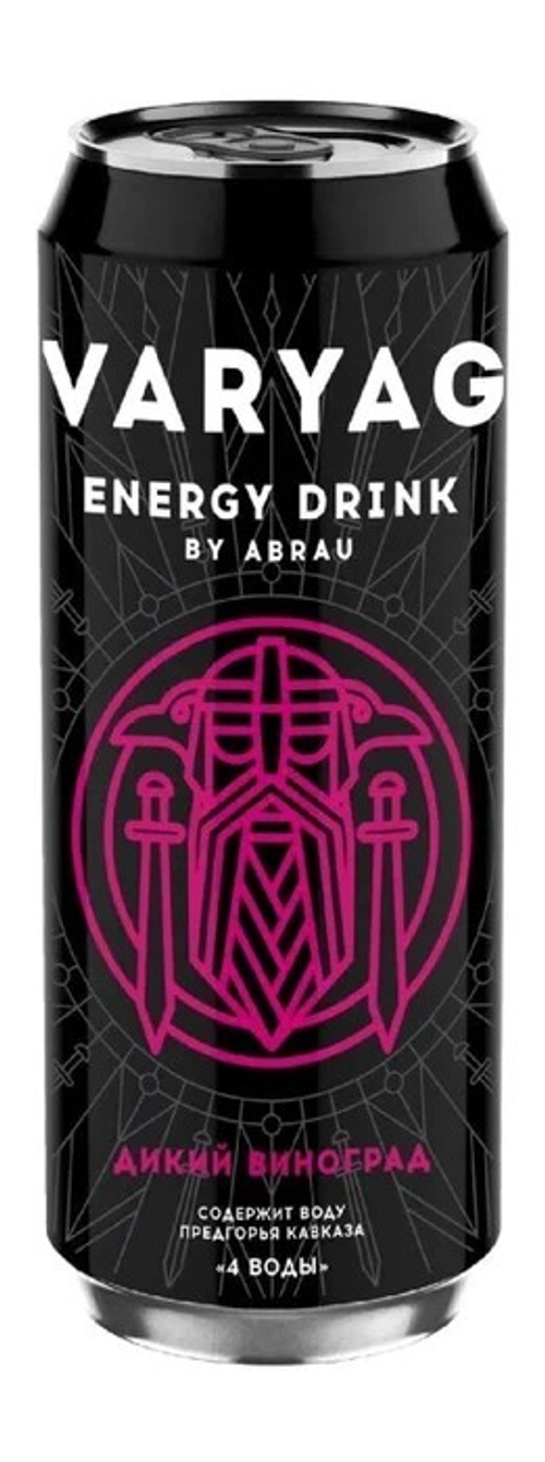 Напиток энергетический Varyag безалкогольный, газированный, дикий виноград, 500 мл