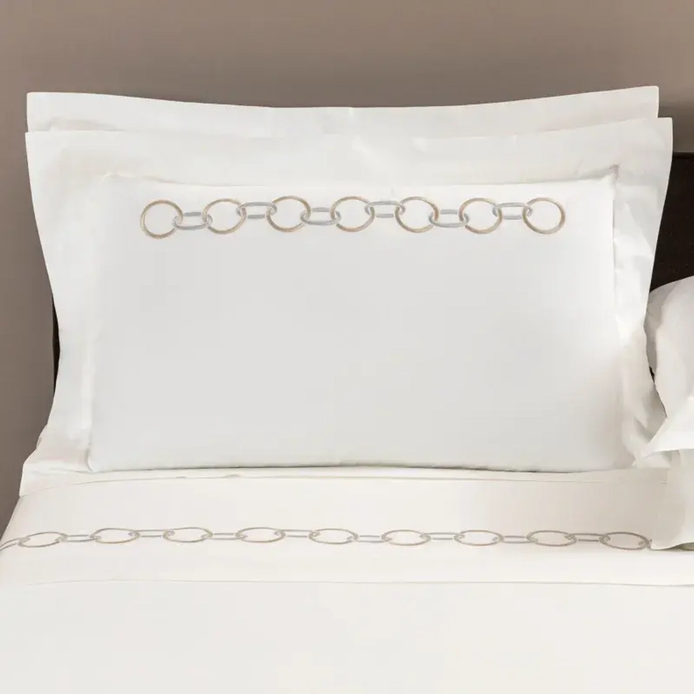 Постельное белье Frette Links Embroidery Savage Beige/Rock (240 x 220 см)