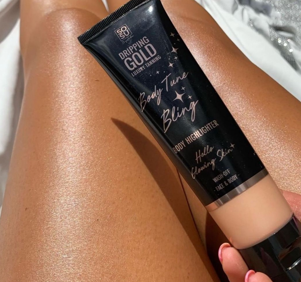 Dripping Gold Luxury Tanning Body Tune Bling - Розовый крем-хайлайтер для лица и тела, 100 ml