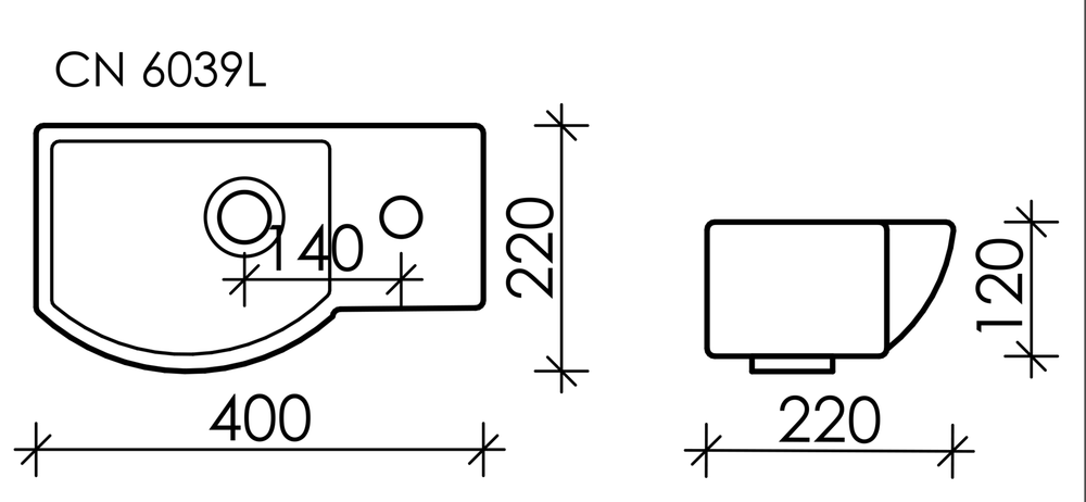 Рукомойник Ceramica Nova Element 40 L CN6039L белая