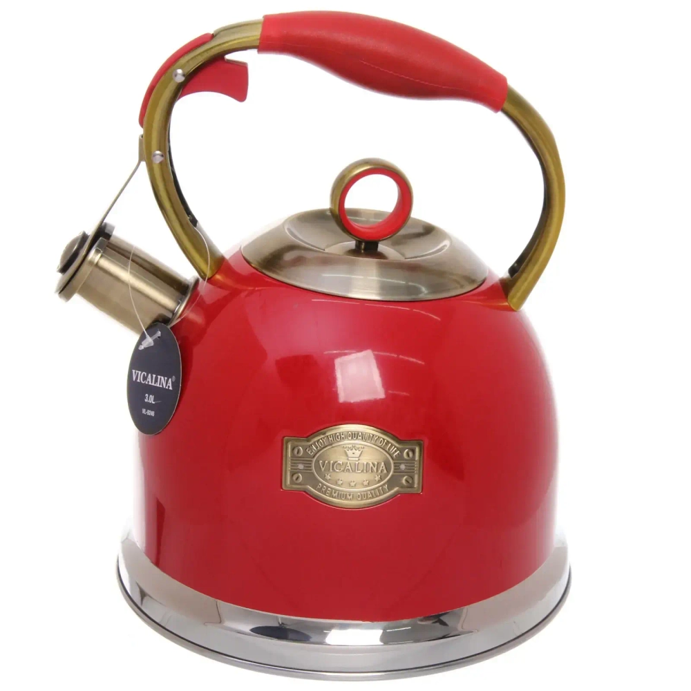 Чайник из нержавеющей стали 3л «Vicalina» Винтаж красный VL-9246
