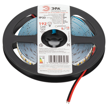 Светодиодная лента ЭРА LS2835-20-192-24-33-4000К double-5m дневной белый