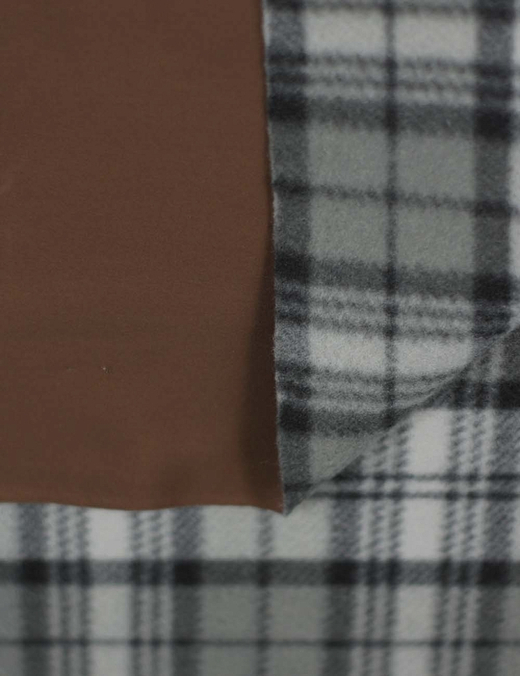 Ткань плащевая на флисе клетка, 270 гр/м2, 150 см, каштановый