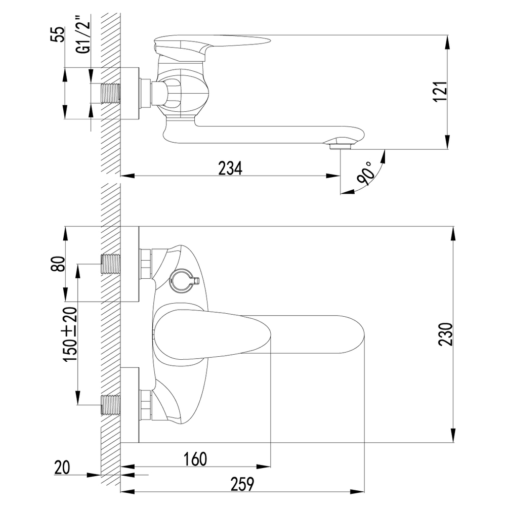 Смеситель Lemark Status LM4414C для ванны