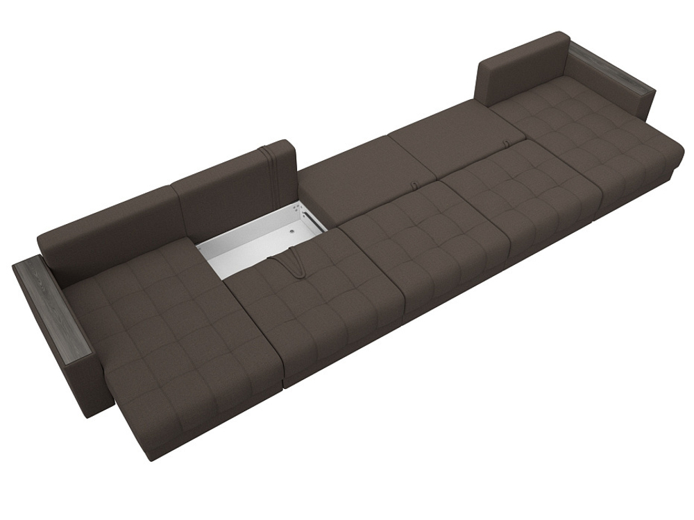 Диван П-образный с декором Лига-049 НПБ Мегалонг, Амур 05 РОГОЖКА коричневый