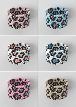 Схема кольца из бисера, узор PEYOTE, мозаичное плетение, четный счет, узор пейот из Miyuki Delica 11/0, файл PDF, RING_24