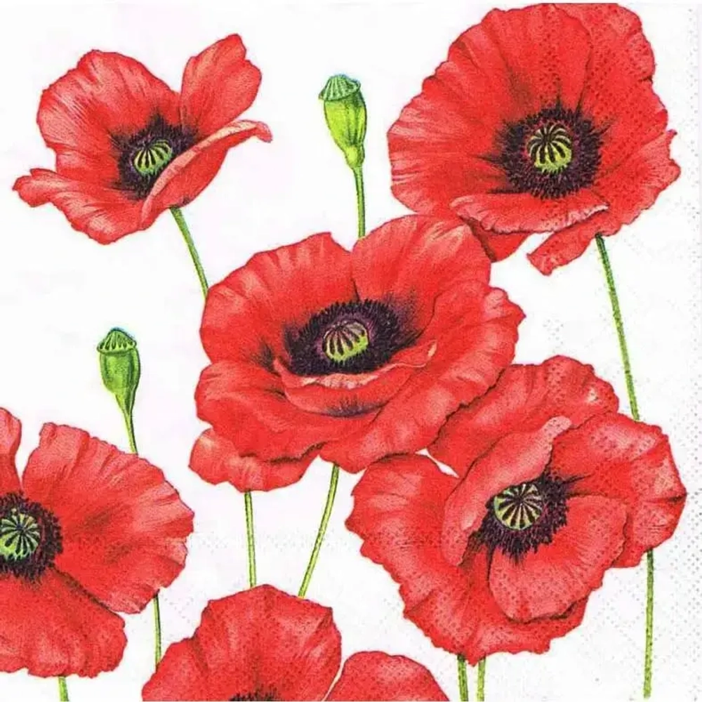 Салфетки бумажные 33*33 Pero Prestige Восточные маки, 3сл 20л