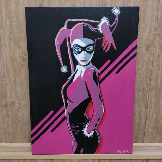 Картина авторская на холсте Харли Арлекин (55х75см)