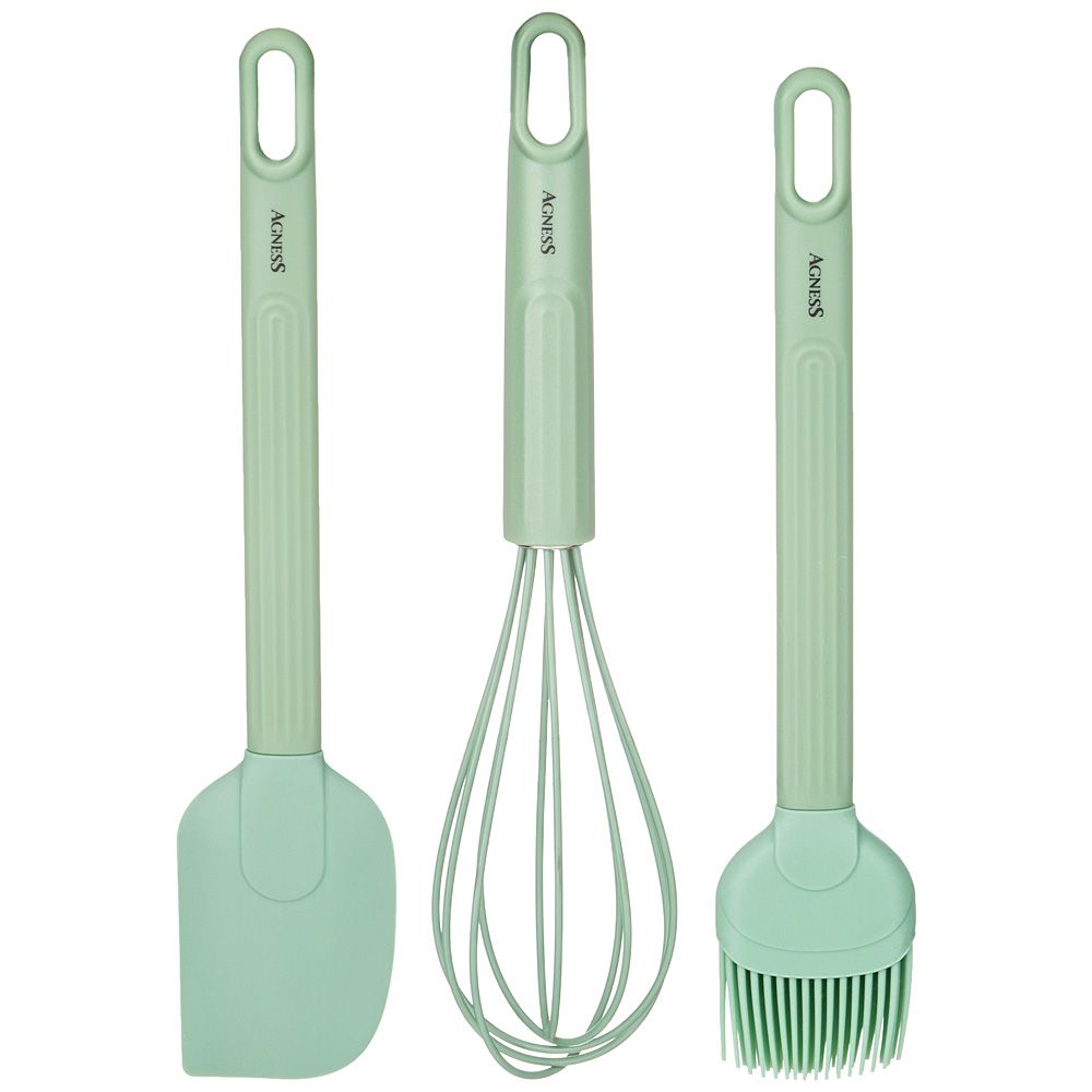 НАБОР: ВЕНЧИК, ЛОПАТКА, КИСТОЧКА AGNESS, 3 ПРЕДМЕТА (МАЛ=12ШТ)