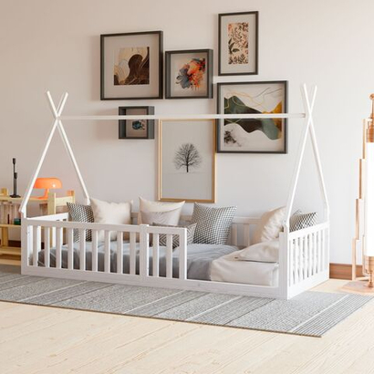 Надстройка к односпальной кровати 90х200 Афина из массива сосны, белая (1 вариант)