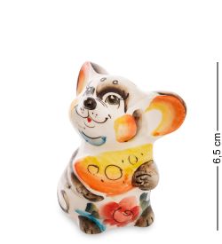 ГЛ- 551 Фигурка «Мышь с сыром» ср. цв. (Гжельский фарфор)