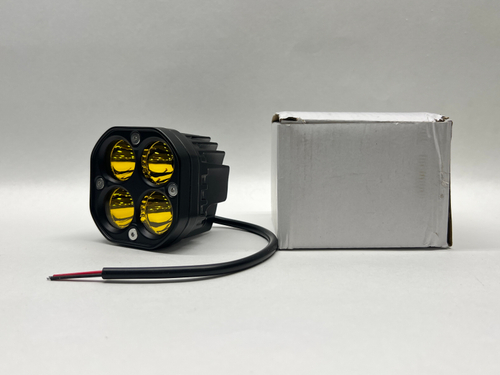 Светодиодная фара, 4 диода, 4D линза, 12-24 вольта, направленный дальний свет, желтый свет (за 1 шт.)