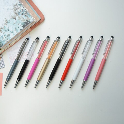 Ручка шариковая, со стразами и стилусом, цвет в ассортименте