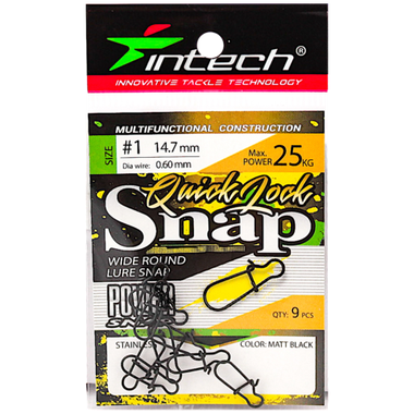Застежка Intech Quick lock Snap Matt black №02 17.0мм 0.7мм 35кг 9шт