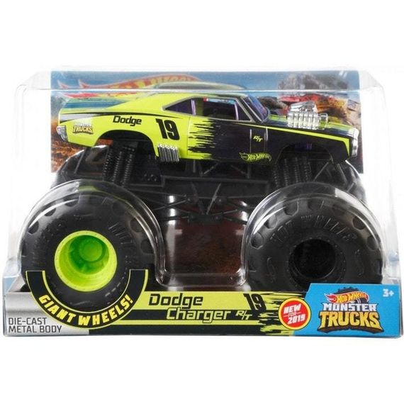 HOT WHEELS MONSTER TRUCKS 1:24 GIANT WHEELS DODGE CHARGER R/T 2019 GREEN