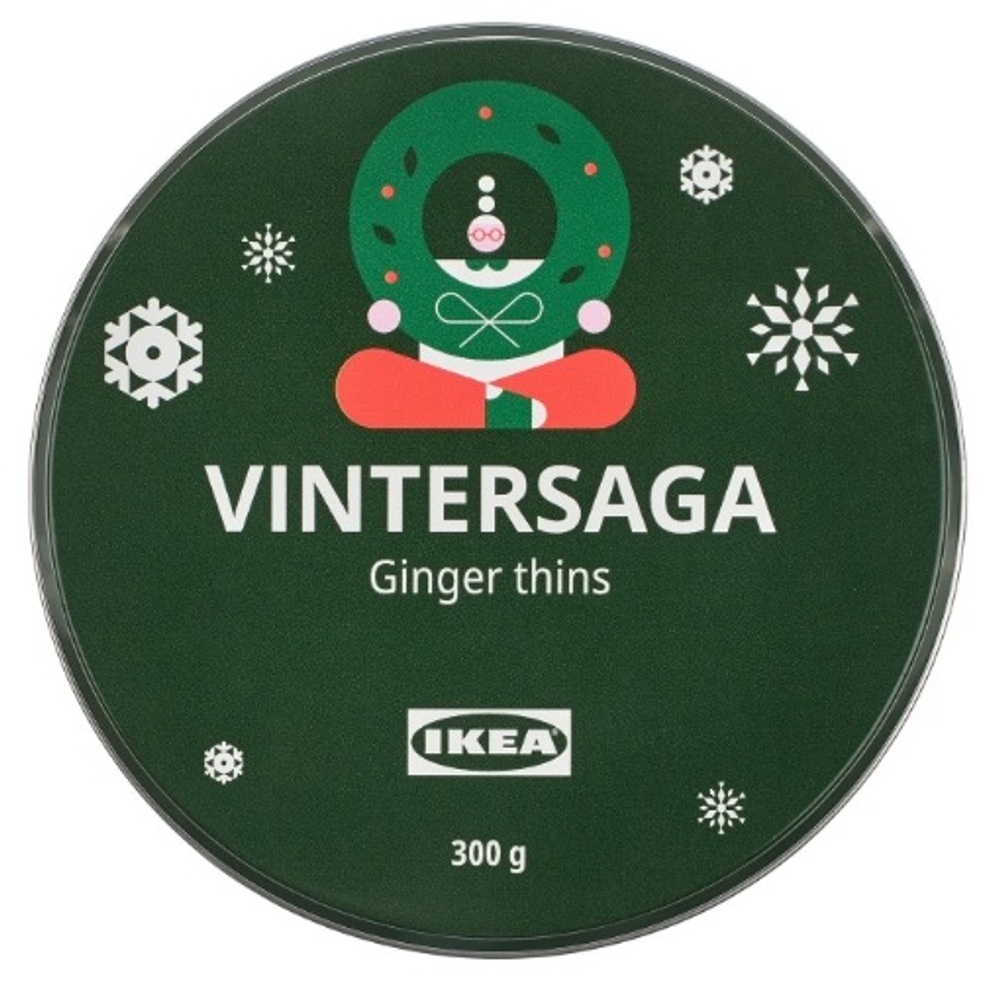 ВИНТЕРСАГА VINTERSAGA Печенье имбирное 300 г, метал. коробка зеленая
