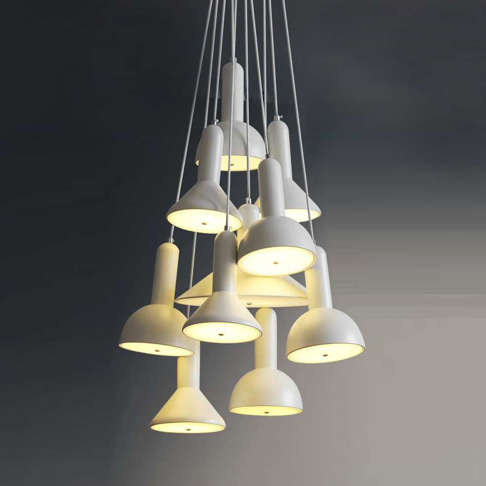 Pendant design lamp  TORCH by Sylvain Willenz (White,  10 lampshades)