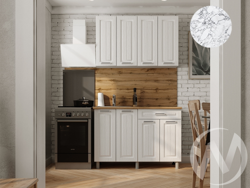 Кухня Лаура 1.2м (корпус белый/клен белый) 38мм мрамор итальянский