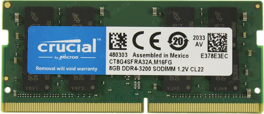 Модуль памяти Crucial DDR4 SODIMM 8Gb <PC4-25600> CL22