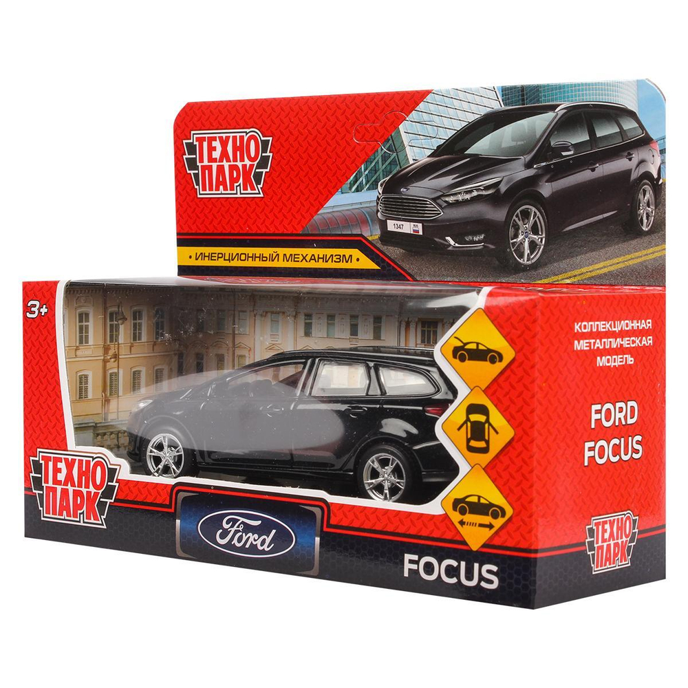Модель ин. мет. "Ford Focus Turnier" 12см, двер, баг, черный, в коробка (Технопарк)