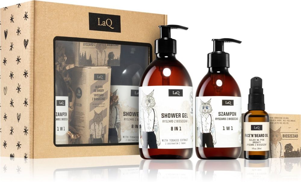 LaQ refreshing shower gel 8-in-1 500 мл + очищающий шампунь 300 мл + питательное масло для лица и бороды 30 мл + очищающий бар 85 г Lynx From Mountain