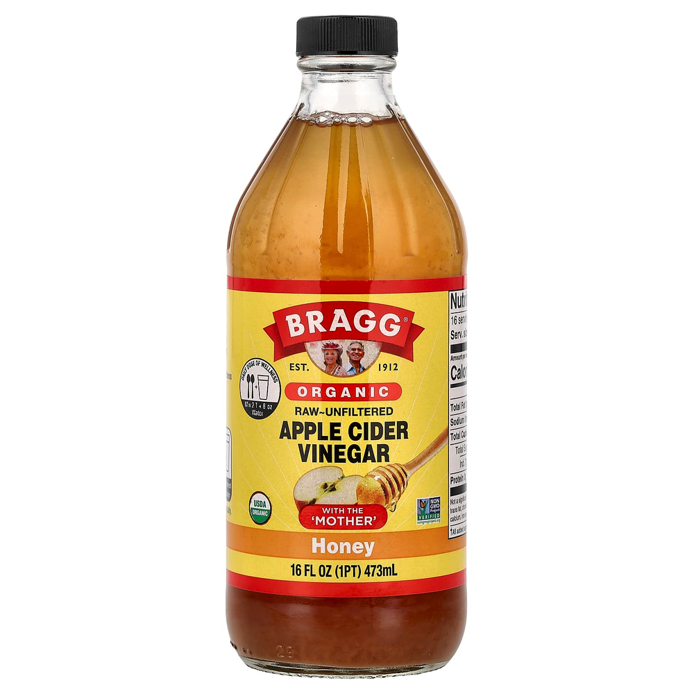 Bragg, органический яблочный уксус с медом, 473 мл (16 жидк. унций)