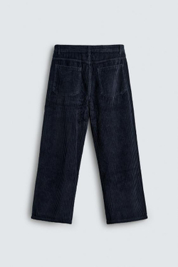 ZARA ВЕЛЬВЕТОВЫЕ БРЮКИ BAGGY FIT, МОРСКОЙ СИНИЙ