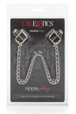 Зажимы на соски с уникальным дизайном в виде тисков Nipple Play Padded Vises (Цвет: Серебристый с черным)