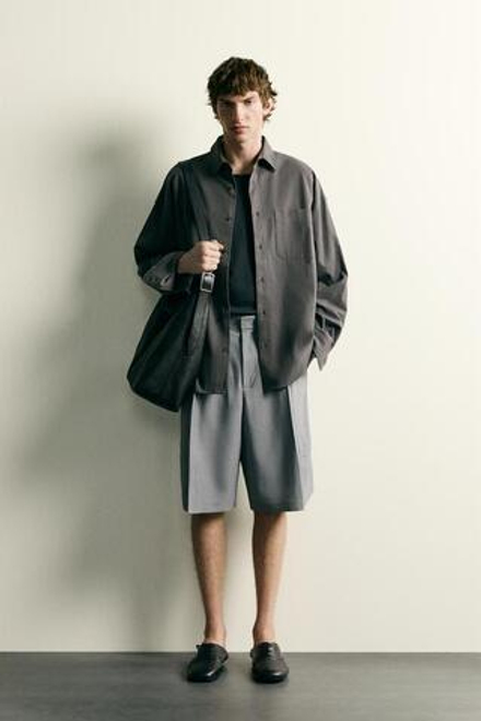 ZARA ШОРТЫ КАРГО RELAXED FIT, МЯГКИЙ СЕРЫЙ