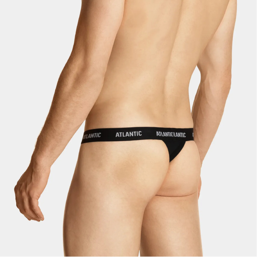 Мужские трусы стринги черные ATLANTIC String Comfort MP-1572
