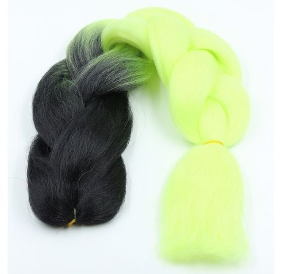 Канекалон 2-цветный 100гр 130см B12 черно желтый неон