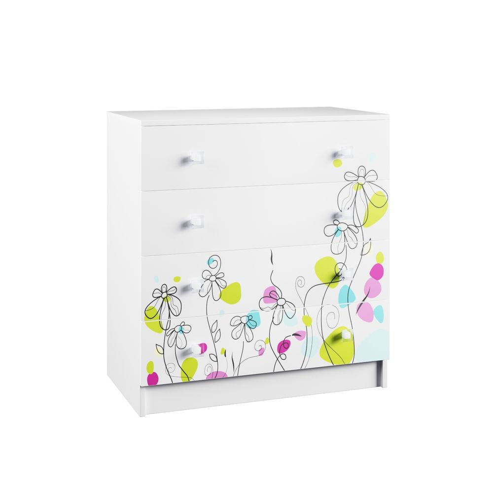 Комод "Радуга" КМД 800.1 (белый/белый глянец/фотопечать)