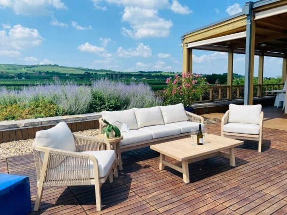 Кресло деревянное с подушками Tagliamento Ravona KD, натуральный, бежевый