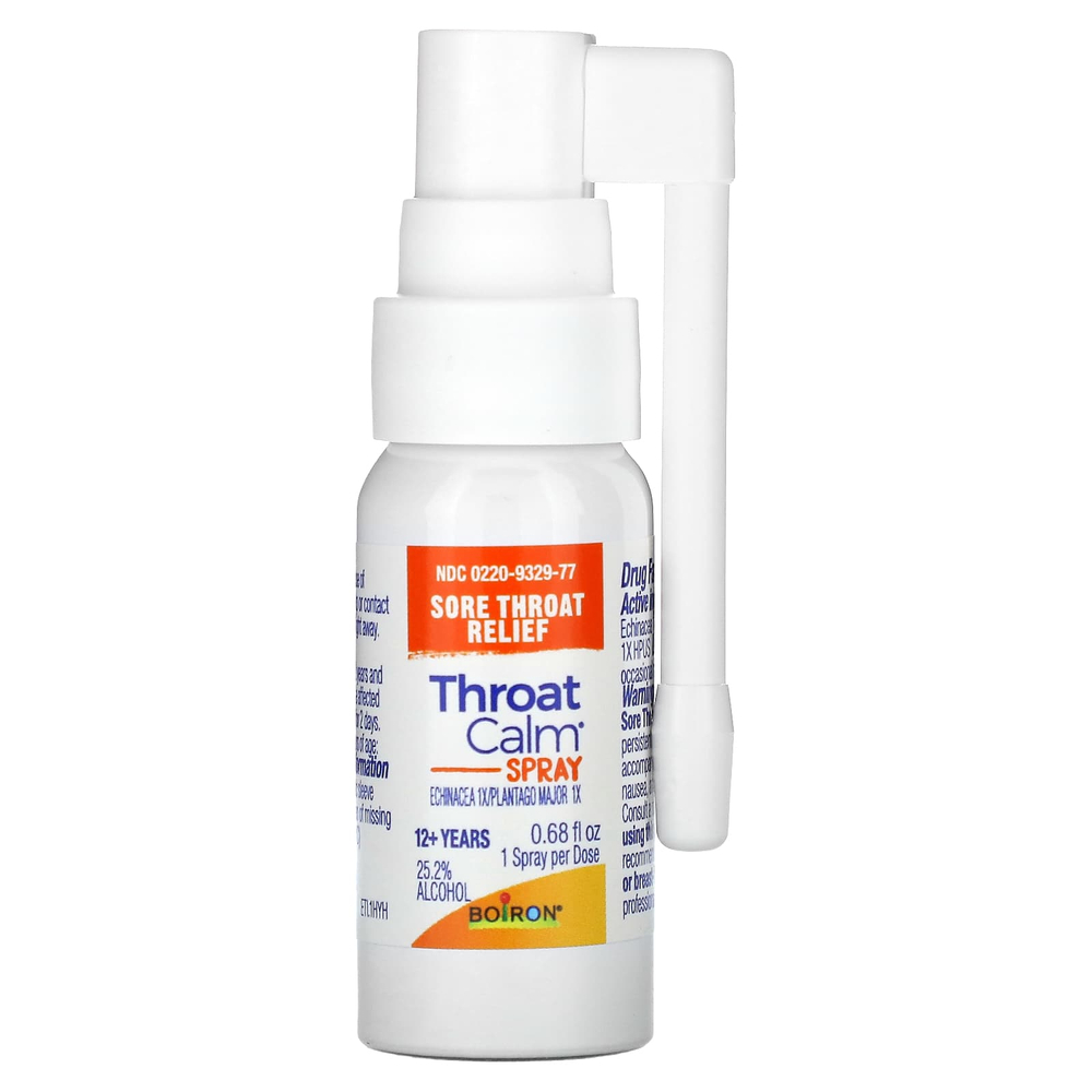 Boiron, ThroatCalm®, спрей, для детей от 12 лет, травяная мята, 20 мл (0,68 жидк. унции)
