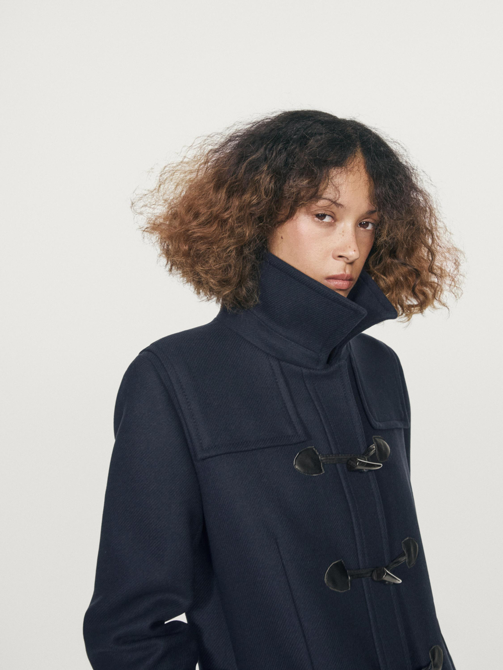 Massimo Dutti Длинное пальто с застежками-тоггл, темно-синий